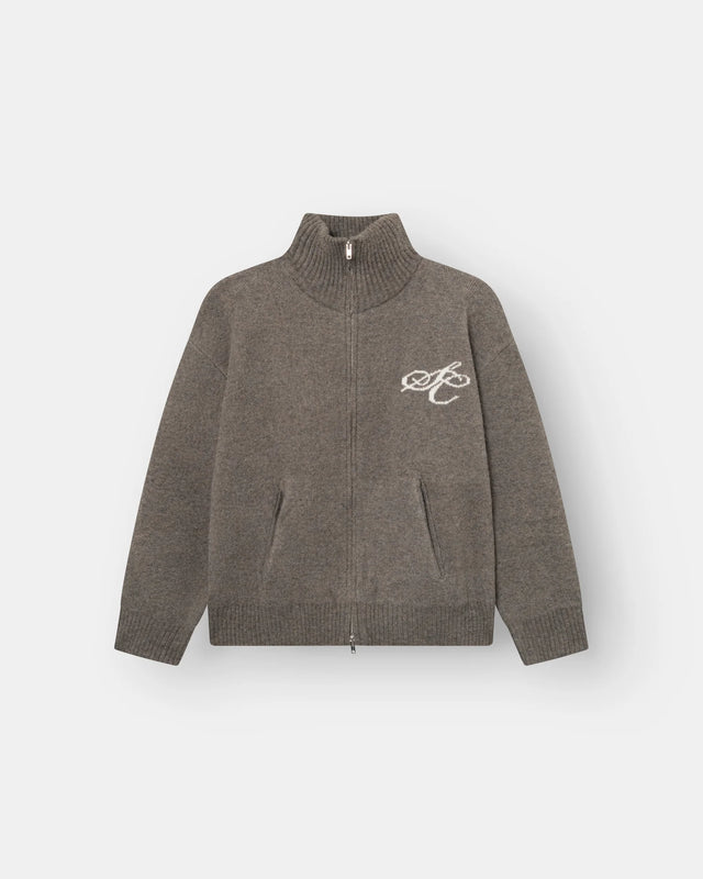 Full-zip sweater dark gray lady