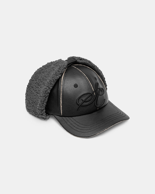 Dog-Ear Cap Black Faux-Leather