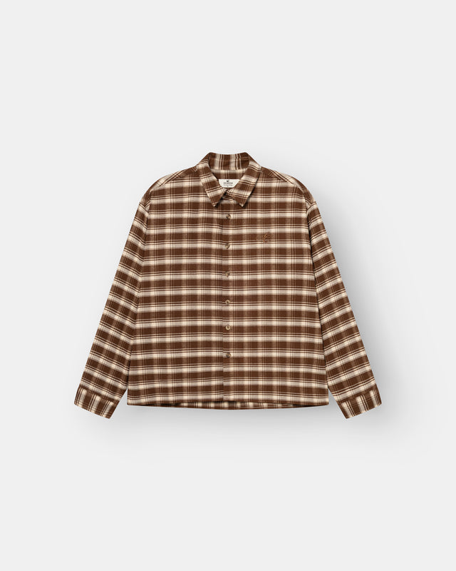 Checkered flannel shirt brown