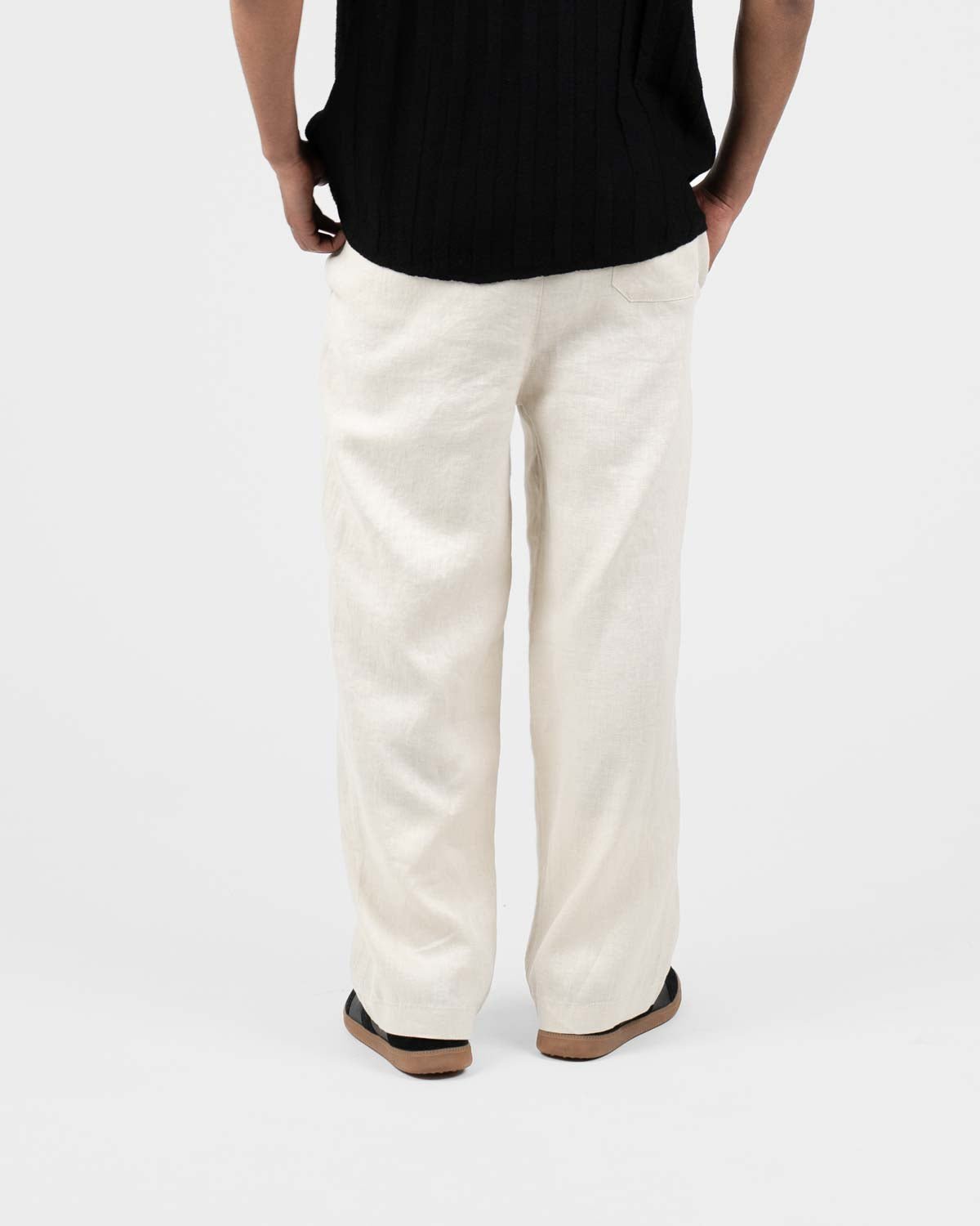 Baggy 100% hørbukser Beige | Skagen - clothing.dk