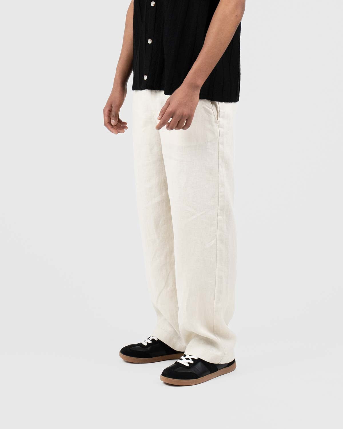 Baggy 100% hørbukser Beige | Skagen - clothing.dk