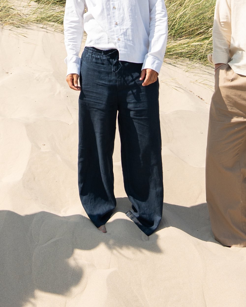 Baggy 100% hørbukser Navy | Skagen - clothing.dk