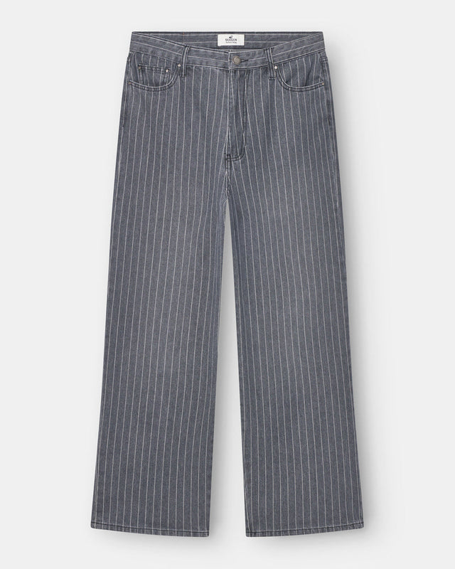 Baggy Denim Jeans Washed Pinstripe