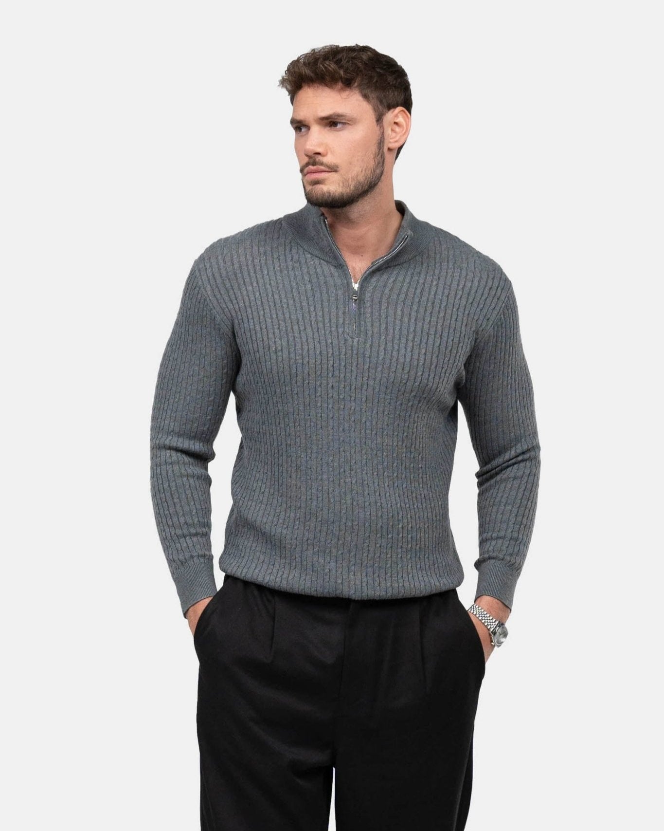 Half Zip Strik Grå | Skagen - clothing.dk