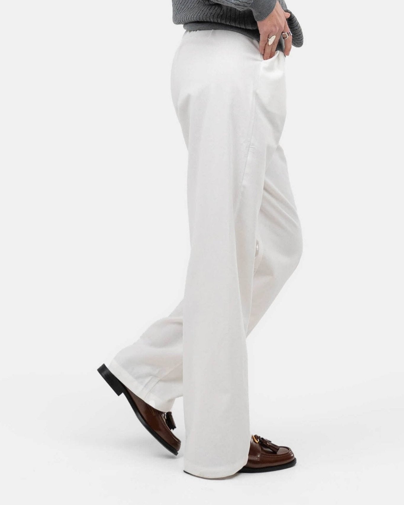 Heavyweight Hørbukser Højtaljede Hvid | Skagen - clothing.dk