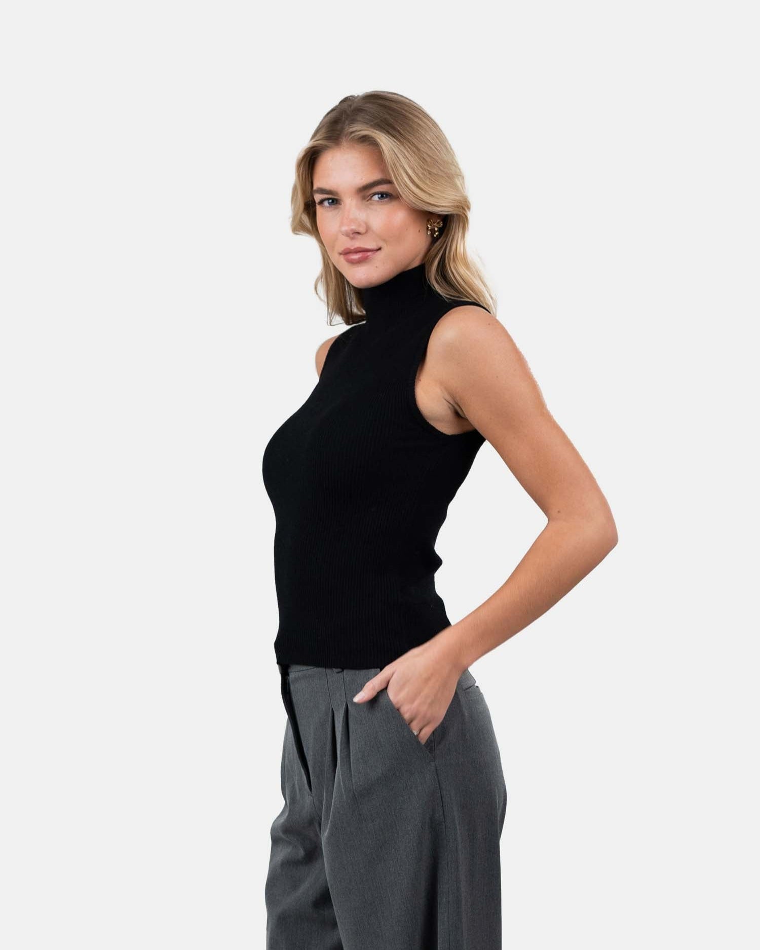 Highneck knitted Top Sort | Skagen - clothing.dk