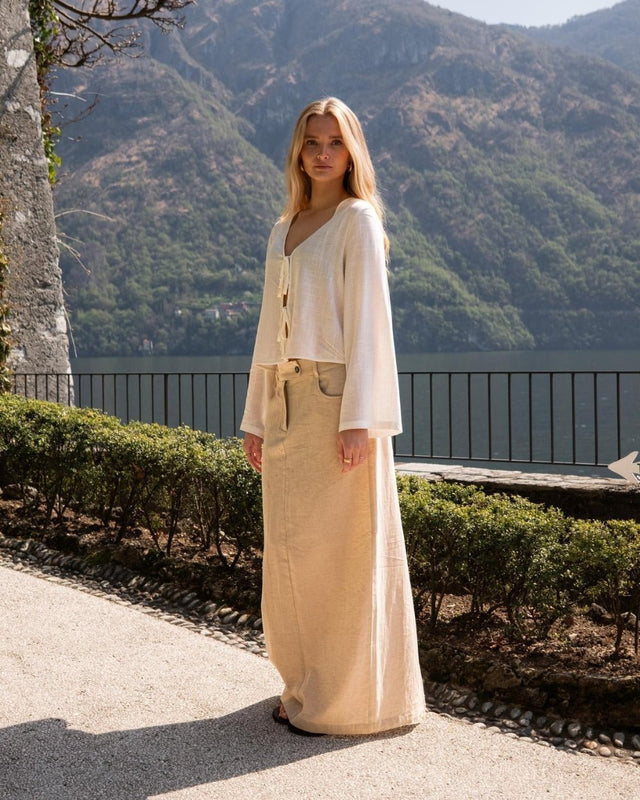 Hør Nederdel Beige | Skagen - clothing.dk