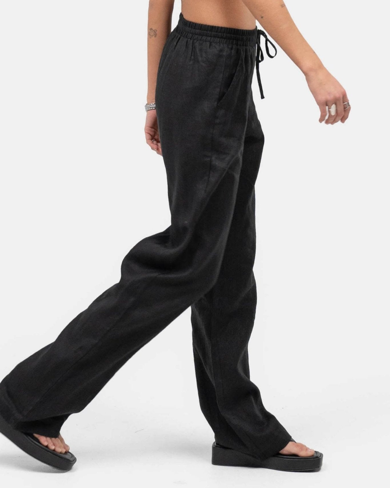 Hørbukser Højtaljede Sort | Skagen - clothing.dk