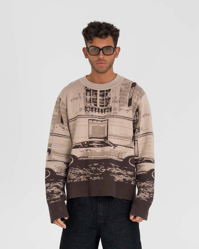 Jaquard Knit Brown Car