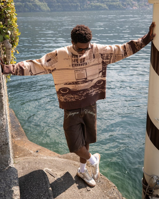 Jaquard Knit Brown Car