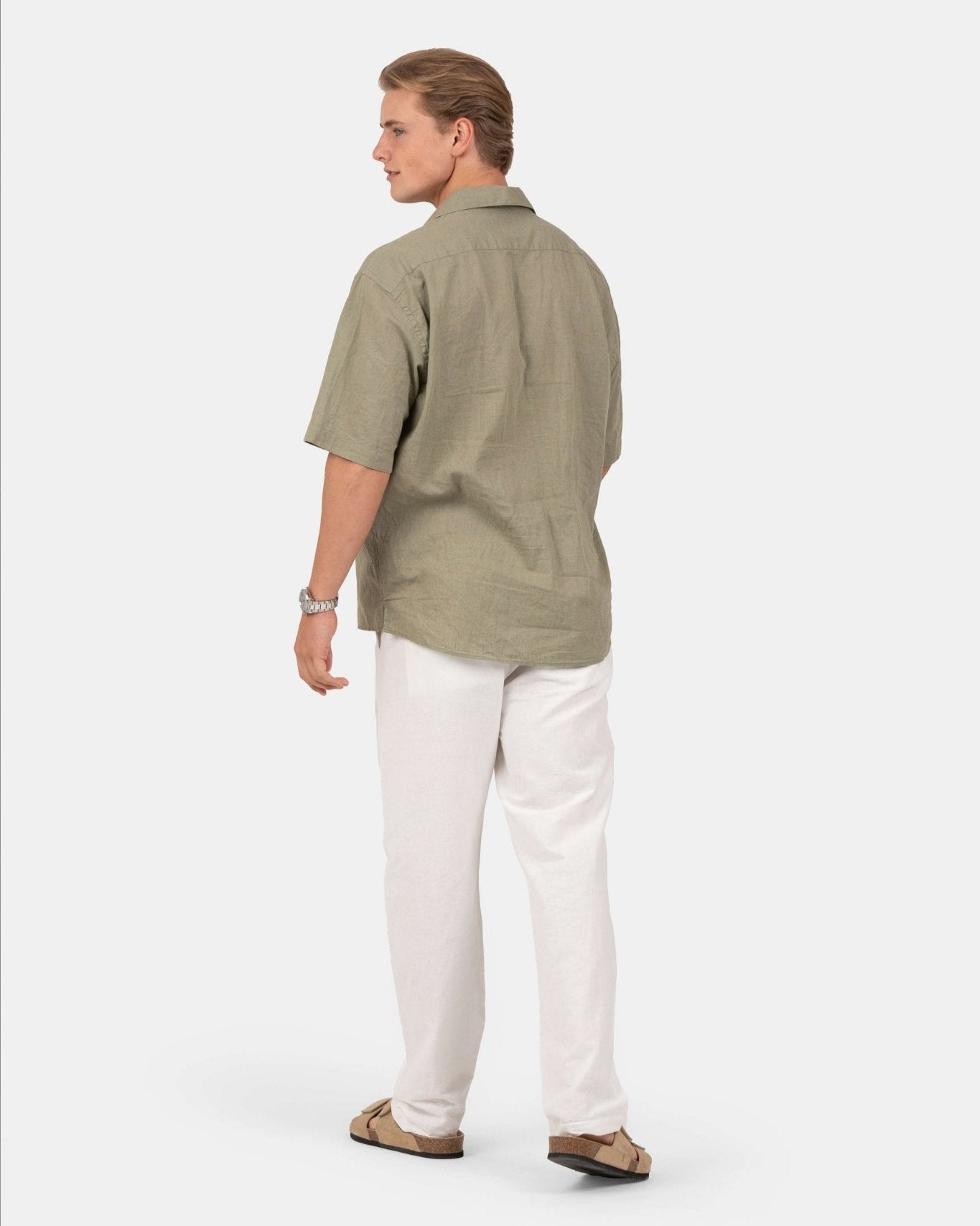 Kortærmet Hørskjorte Army | Skagen - clothing.dk