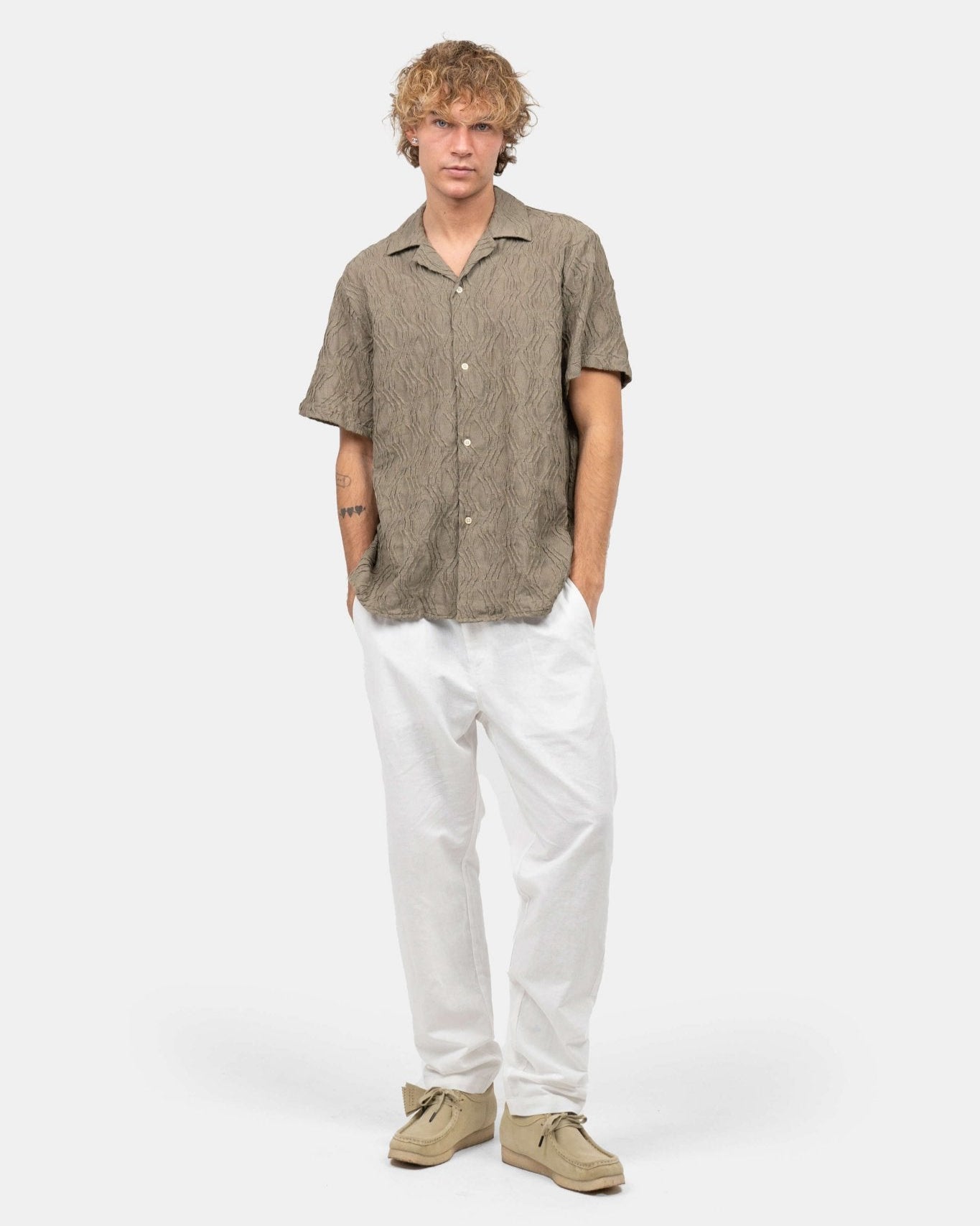 Kortærmet Jacquard Skjorte Army | Skagen - clothing.dk