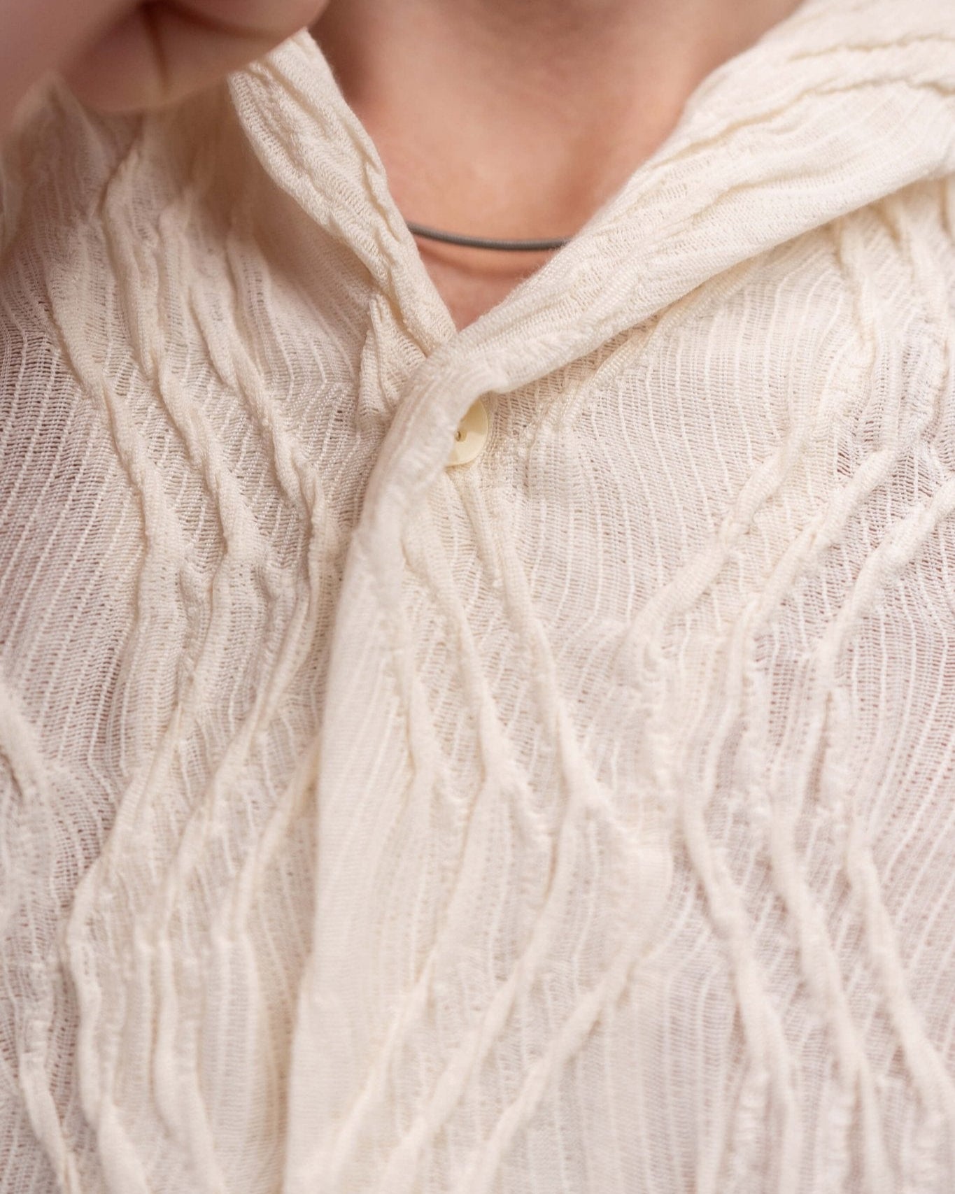 Kortærmet Jacquard Skjorte Cremehvid | Skagen - clothing.dk