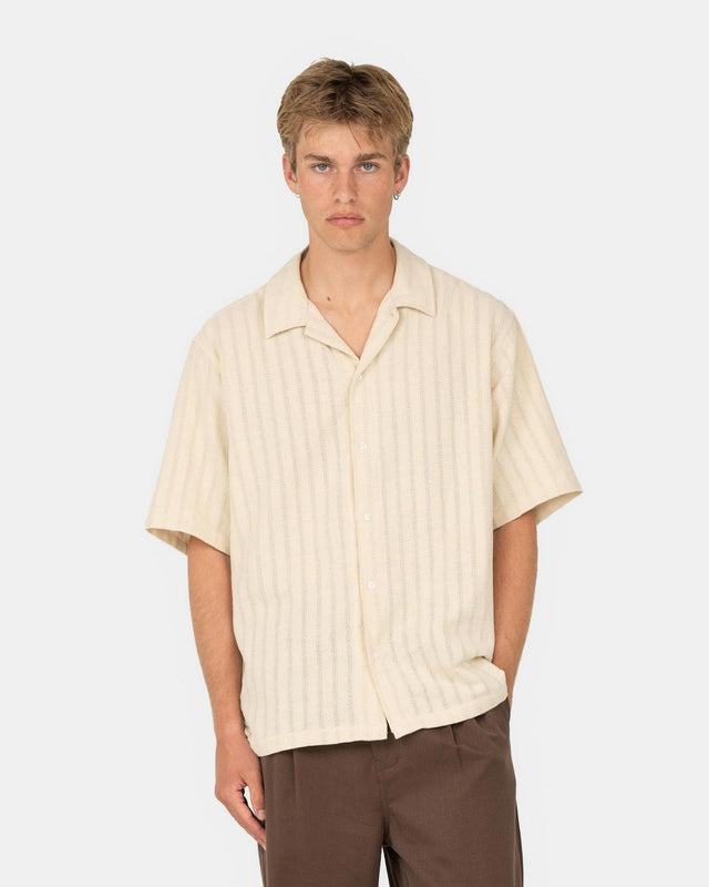 Kortærmet Strikskjorte Beige | Skagen - clothing.dk