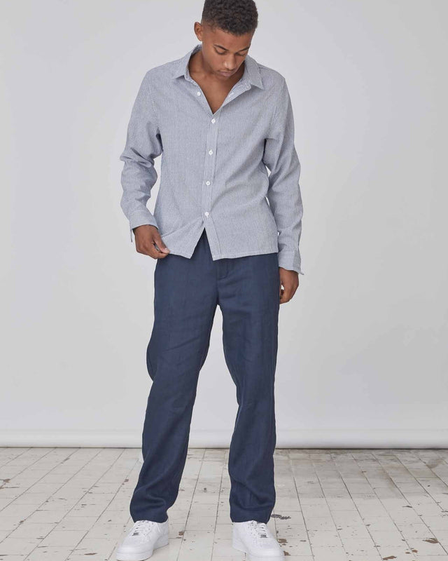 100% Hørbukser Navy | Skagen - clothing.dk